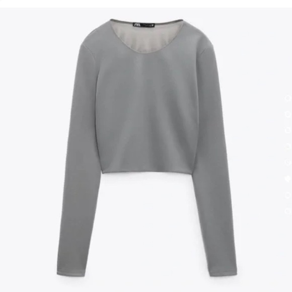 ⭐️Zara Sage Green Long Sleeve Mesh Blouse - Picture 2 of 6